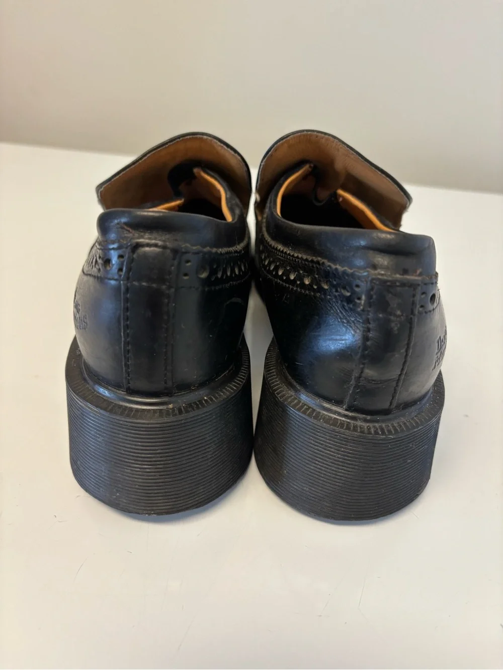 Vintage Dr. Martens Leather Slip On Brogued Chunky Heeled Shoes Women’s Size 5